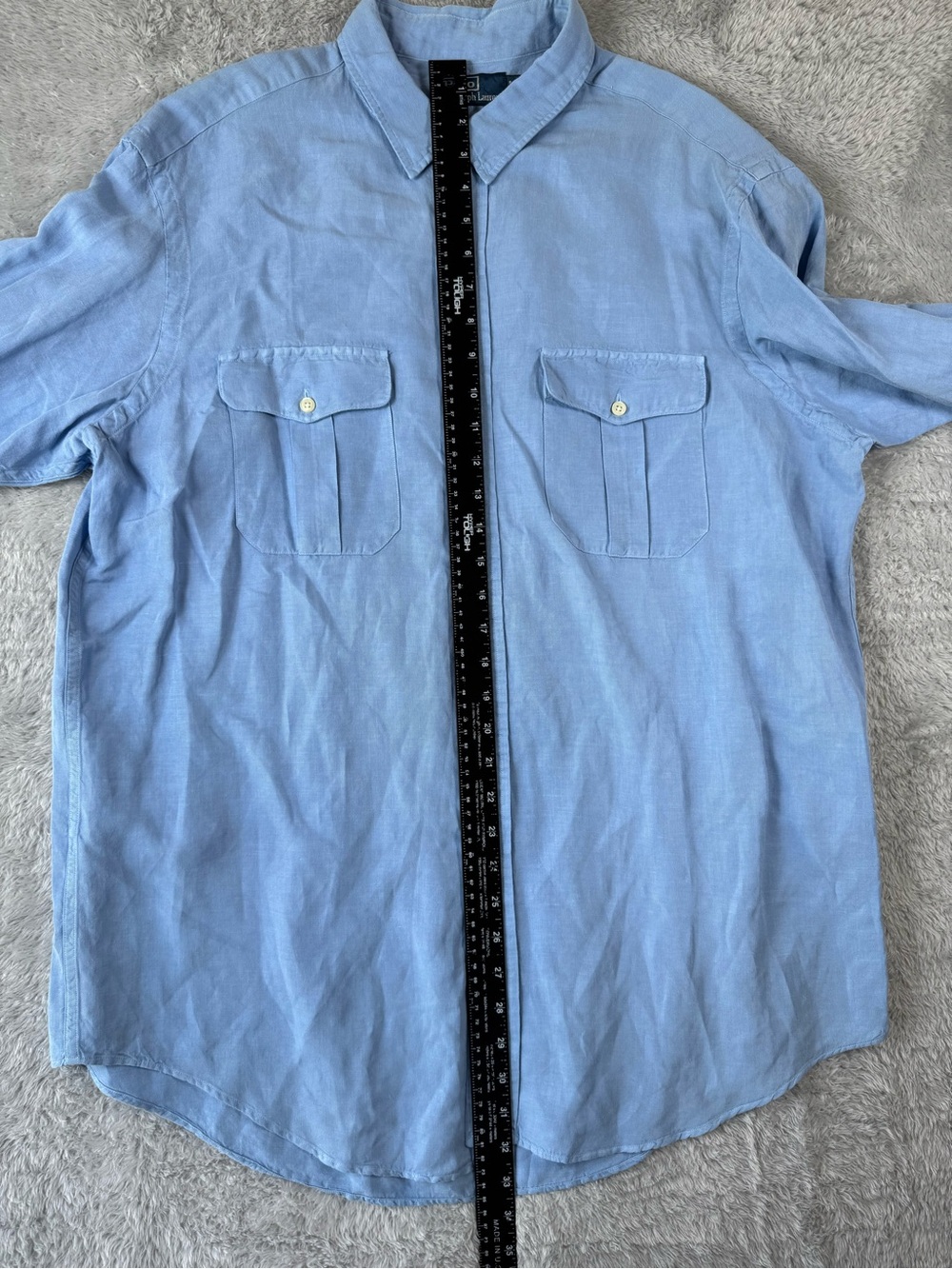 Polo Ralph Lauren Linen Silk Utility Safari Shirt XL Blue - Picture 14 of 14